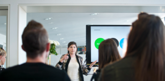 woman with mba career in a meeting at work