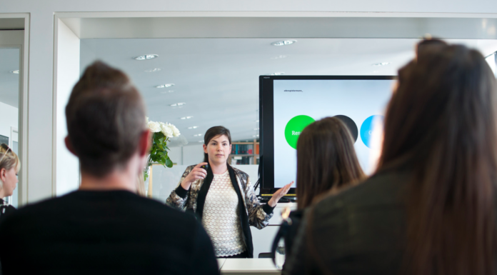 woman with mba career in a meeting at work