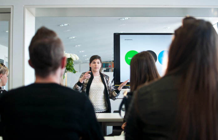 woman with mba career in a meeting at work