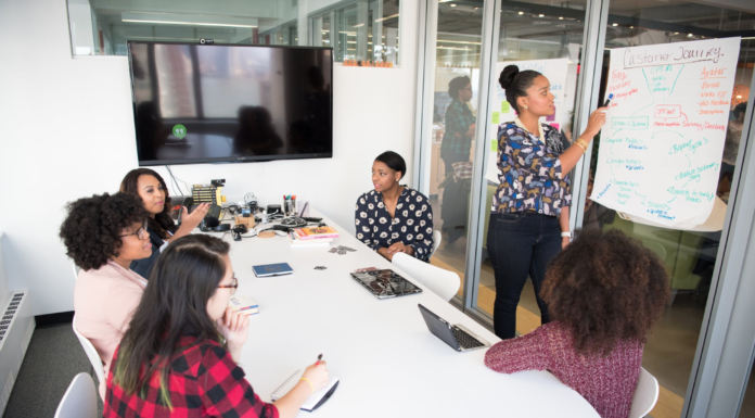 diverse business women in meeting