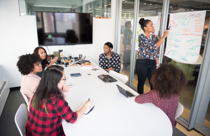 diverse business women in meeting